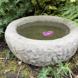 STONE GARDEN OLD STYLE ROUND ROCKERY BIRD BATH FEEDER DISH BOWL