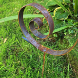 METAL GARDEN RUSTY SNAIL STAKE PLANT ORNAMENT SUPPORT