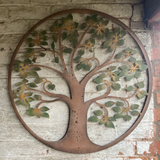LARGE COLOURED METAL TREE OF LIFE WALL PLAQUE HANGING GARDEN ORNAMENT