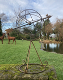 METAL ARMILLARY SUNDIAL WEATHERVANE COMPASS GARDEN STYLE ORNAMENT STATUE