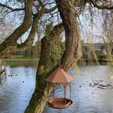 GARDEN HANGING RUSTY METAL PAGODA STYLE BIRD FEEDER