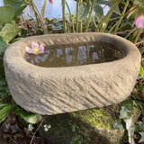 STONE GARDEN RUSTIC OVAL ROCKERY BIRD BATH MINI POND TROUGH