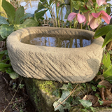 STONE GARDEN RUSTIC OVAL ROCKERY BIRD BATH MINI POND TROUGH