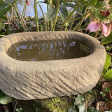 STONE GARDEN RUSTIC OVAL ROCKERY BIRD BATH MINI POND TROUGH