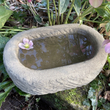 STONE GARDEN RUSTIC OVAL ROCKERY BIRD BATH MINI POND TROUGH
