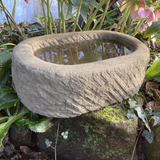 STONE GARDEN RUSTIC OVAL ROCKERY BIRD BATH MINI POND TROUGH