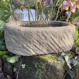 STONE GARDEN RUSTIC OVAL ROCKERY BIRD BATH MINI POND TROUGH