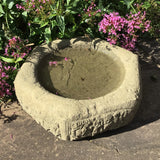 STONE GARDEN OLD STYLE HEXAGONAL ROCKERY DISH BIRDBATH FEEDER BOWL ORNAMENT