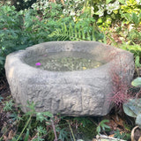 STONE GARDEN OLD STYLE HEXAGONAL ROCKERY DISH BIRDBATH FEEDER BOWL ORNAMENT