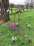 SET OF 3 RUSTY METAL SNOWDROP FLOWER STAKES