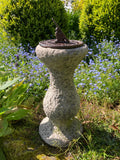 STONE GARDEN CAST IRON BIRD SUNDIAL ON STONE PEDESTAL ORNAMENT