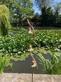 COPPER EFFECT METAL DRAGONFLY BELL FLOWER STAKE GARDEN SUPPORT / DECORATION