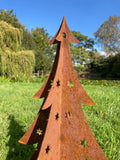 RUSTY METAL 3D XMAS TREE ORNAMENT CHRISTMAS GARDEN DECOR