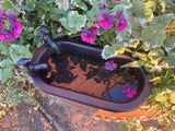 SMALL BLACK METAL CAST IRON BATH TUB STYLE BIRD BATH / FEEDER GARDEN ORNAMENT