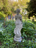 STONE GARDEN GARLAND GIRL LADY STATUE FIGURE