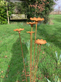 RUSTY METAL GARDEN FLOWER SPRAY STAKE