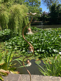 COPPER EFFECT METAL DRAGONFLY BELL FLOWER STAKE GARDEN SUPPORT / DECORATION