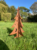 RUSTY METAL 3D XMAS TREE ORNAMENT CHRISTMAS GARDEN DECOR