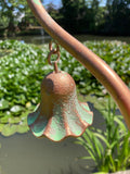 COPPER EFFECT METAL DRAGONFLY BELL FLOWER STAKE GARDEN SUPPORT / DECORATION
