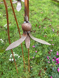 SET OF 3 RUSTY METAL SNOWDROP FLOWER STAKES