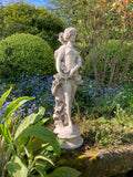 STONE GARDEN GARLAND GIRL LADY STATUE FIGURE