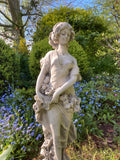 STONE GARDEN GARLAND GIRL LADY STATUE FIGURE