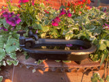 SMALL BLACK METAL CAST IRON BATH TUB STYLE BIRD BATH / FEEDER GARDEN ORNAMENT