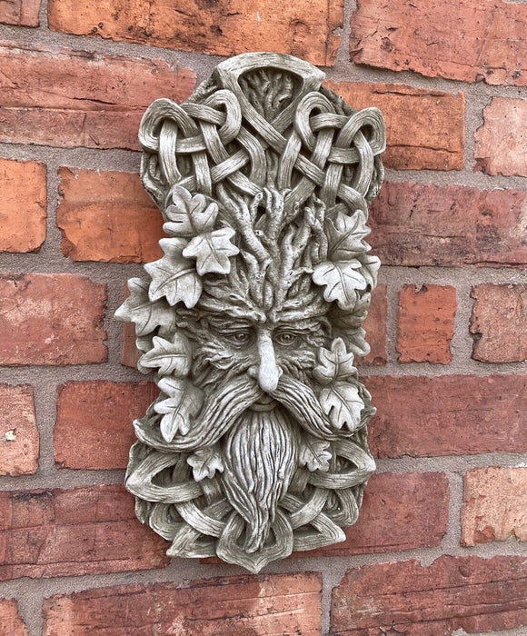 STONE GARDEN LARGE CELTIC GREEN MAN LEAF FACE WALL PLAQUE