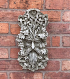 STONE GARDEN LARGE CELTIC GREEN MAN LEAF FACE WALL PLAQUE