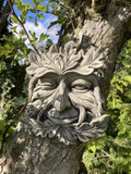 STONE GARDEN WINKING GREEN MAN FACE WALL PLAQUE HANGING PAGAN