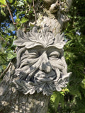 STONE GARDEN WINKING GREEN MAN FACE WALL PLAQUE HANGING PAGAN