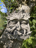 STONE GARDEN WINKING GREEN MAN FACE WALL PLAQUE HANGING PAGAN