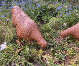 PAIR OF SMALL PAINTED CAST IRON HENS METAL CHICKEN GARDEN ORNAMENTS