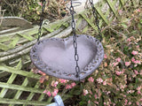 CAST IRON GARDEN HANGING METAL HEART BIRD FEEDER