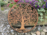 RUSTY METAL BIRDS SWIRL TREE GARDEN WALL PLAQUE