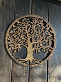 RUSTY METAL BIRDS SWIRL TREE GARDEN WALL PLAQUE