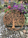 RUSTY METAL BIRDS SWIRL TREE GARDEN WALL PLAQUE