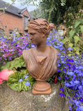 METAL RUSTY CAST IRON ATHENA BUST LADY STATUE HEAD GARDEN ORNAMENT