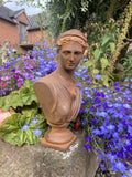 METAL RUSTY CAST IRON ATHENA BUST LADY STATUE HEAD GARDEN ORNAMENT