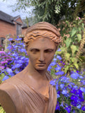 METAL RUSTY CAST IRON ATHENA BUST LADY STATUE HEAD GARDEN ORNAMENT