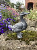 SMALL METAL CAST IRON DUCK - LEAD EFFECT FINISH - BIRD STATUE GARDEN ORNAMENT