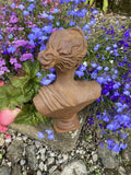 METAL RUSTY CAST IRON ATHENA BUST LADY STATUE HEAD GARDEN ORNAMENT