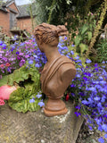 METAL RUSTY CAST IRON ATHENA BUST LADY STATUE HEAD GARDEN ORNAMENT