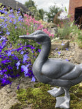 SMALL METAL CAST IRON DUCK - LEAD EFFECT FINISH - BIRD STATUE GARDEN ORNAMENT