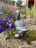 SMALL METAL CAST IRON DUCK - LEAD EFFECT FINISH - BIRD STATUE GARDEN ORNAMENT