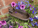 SMALL METAL CAST IRON BATH TUB STYLE BIRD BATH / FEEDER STATUE GARDEN ORNAMENT