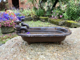 SMALL METAL CAST IRON BATH TUB STYLE BIRD BATH / FEEDER STATUE GARDEN ORNAMENT