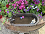 SMALL METAL CAST IRON BATH TUB STYLE BIRD BATH / FEEDER STATUE GARDEN ORNAMENT