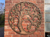 LARGE COLOURED METAL BIRDS IN TREE OF LIFE WALL ART PLAQUE