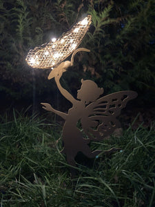 SMALL METAL SOLAR LIGHT FAIRY GARDEN STAKE